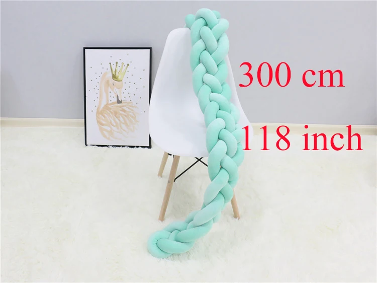 300cm Green 1 м/2 м/3 м 4 пряди ручной скандинавский узел кроватка Боковой бампер для новорожденных Безопасность Детская Кроватка Забор украшение в детскую комнату кровать набор защита для кроватки - Цвет: 300cm Green