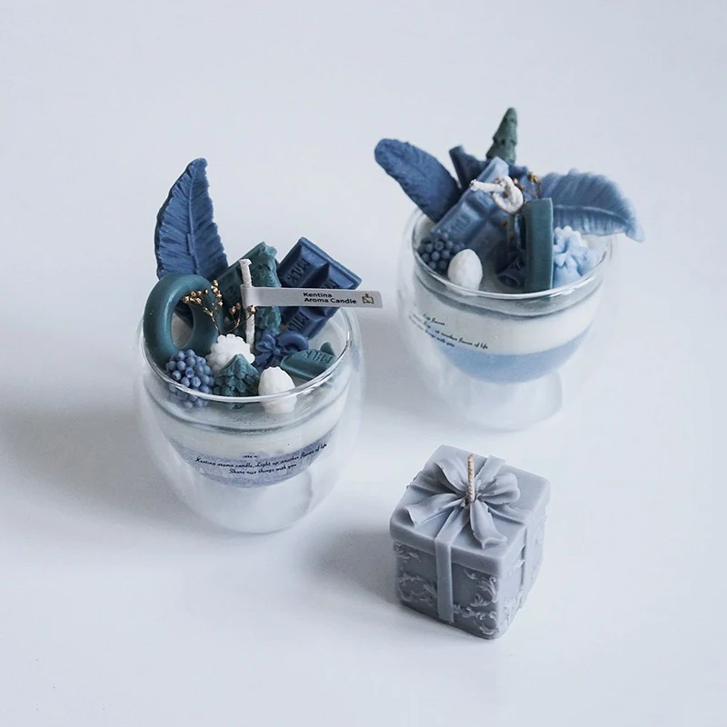 Силиконовая форма в виде свечи 2 вида Рождественская Подарочная коробка гипсовая