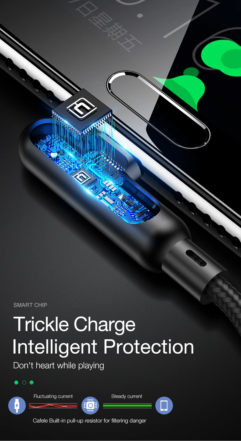 Cafele usb type-C кабель для huawei p20 30 pro 90 градусов USB C кабель для мобильного телефона 3A Быстрая зарядка для Xiaomi 9 Redmi Note 7 шнур