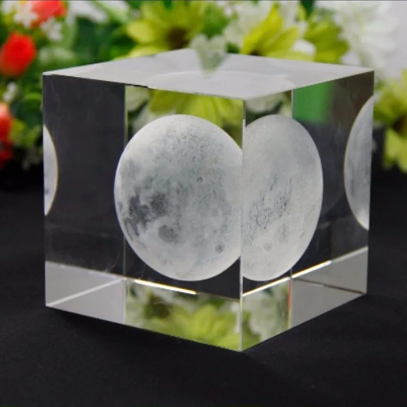 XINTOU Хрустальное стекло куб луна Paperweight солнечная система 3D лазерная гравировка
