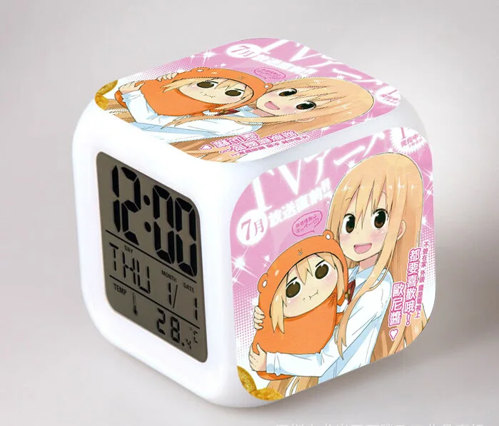 Японское аниме Himouto! Umaru-chan светодиодный цифровой будильник с 7 цветами, детский Ночной светильник, часы для спальни, reloj despertador