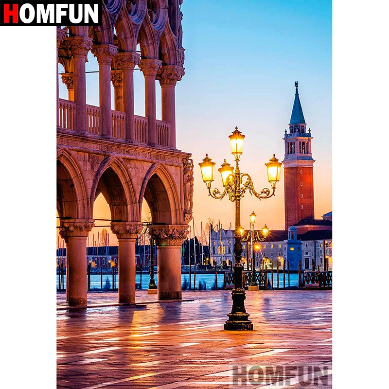 

HOMFUN 5D DIY Diamond Painting Full Square/Round Drill "Street scenery" Embroidery Cross Stitch gift Home Decor Gift A08993