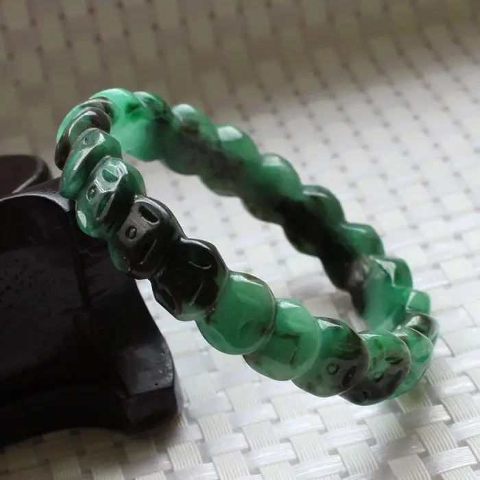 A1209 китайский ручной резной изумрудно зеленый каменный камень браслет из