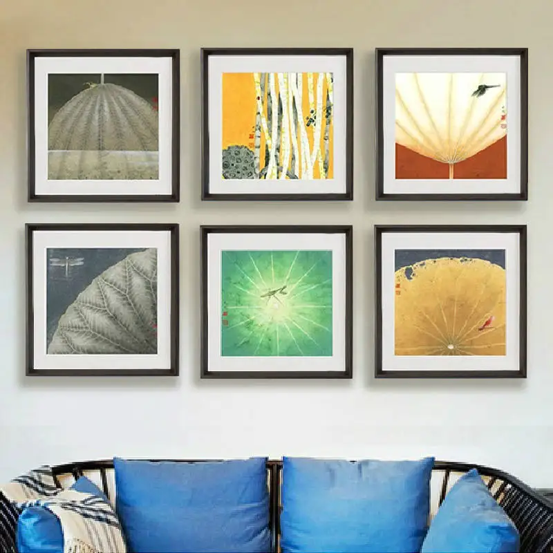 Nordic Canvas Painting Abstract Posters Dragonfly Insect Lotus and Leaves wall pictures for Living Room decor Square No Frame | Дом и сад