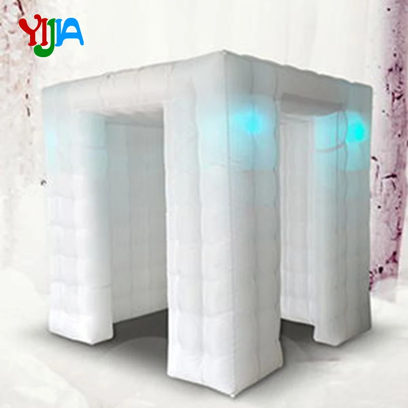 2.25M Two Entrance Nice Cabin With Multi Color Changing LED lights Inner Air blower Inflatable Photo Booth for Wedding Party | Дом и сад