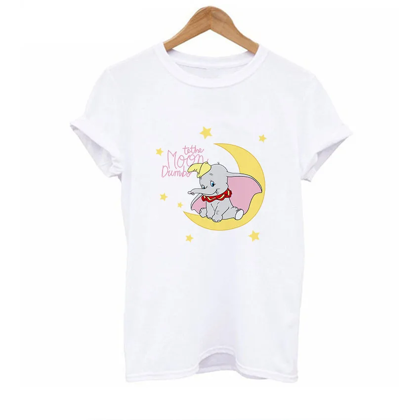 BTFCL Dumbo, женская футболка, Забавный слон, Camiseta Dumbo, футболка с принтом, женская, американская, популярная, футболка, милая, 90 s, футболка с животными - Цвет: white40