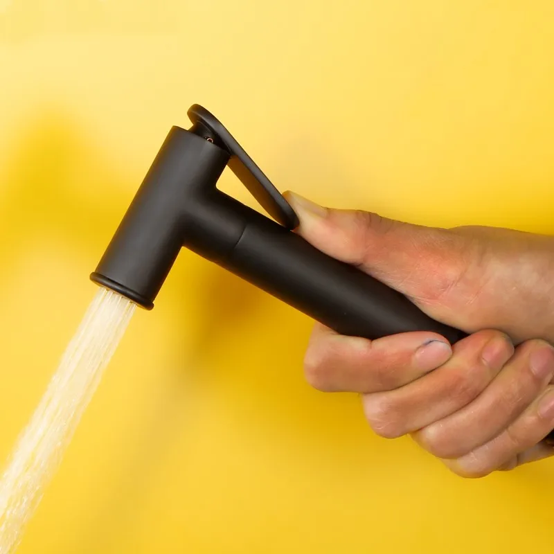 Черный латунный биде для туалета спрей горячей и холодной воды смеситель с