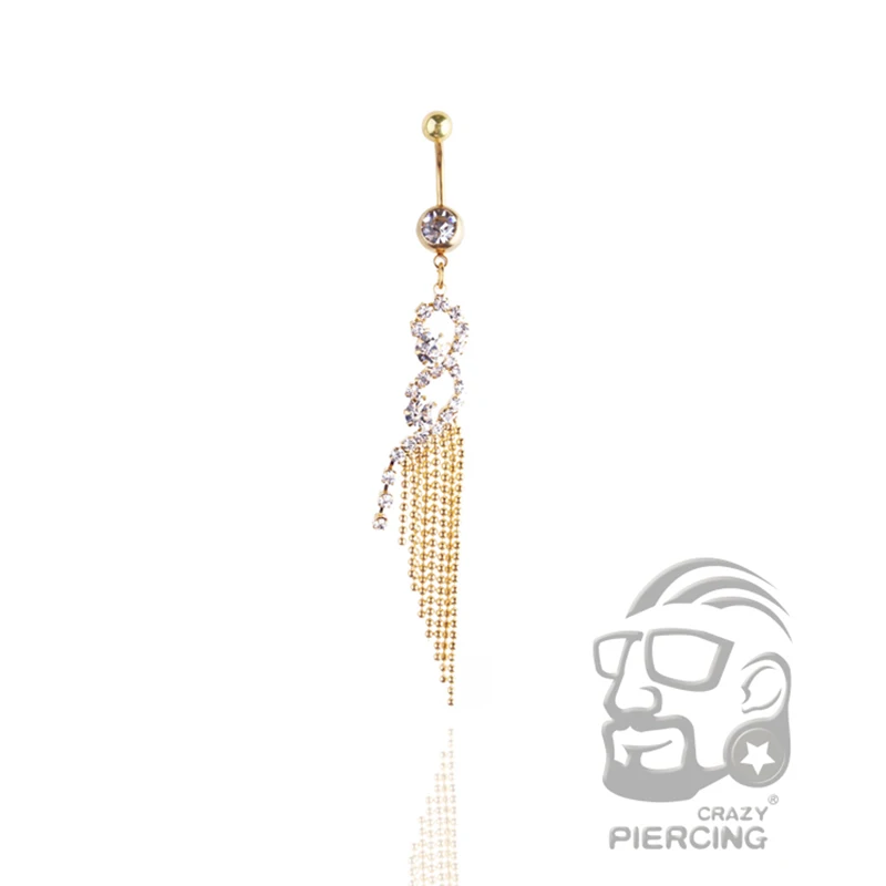 Длинные Стразы с бахромой для пупка бисер подвеска кнопка кольцо живота