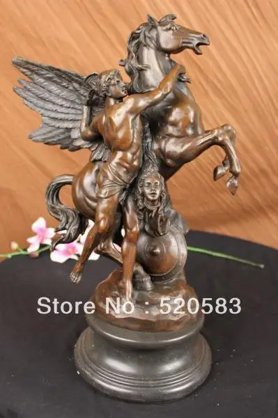 Perseus and Pegasus Bronze Marble Sculpture By Vitaleh Mythical Figurine | Дом и сад