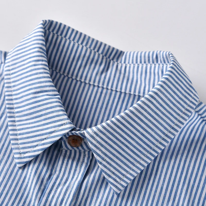 New Style Spring Kids Children Shirts Cotton Baby Boys Blouse Long Sleeve Striped Turn-down Collar Infant Clothes Casual 2-8Year | Мать и