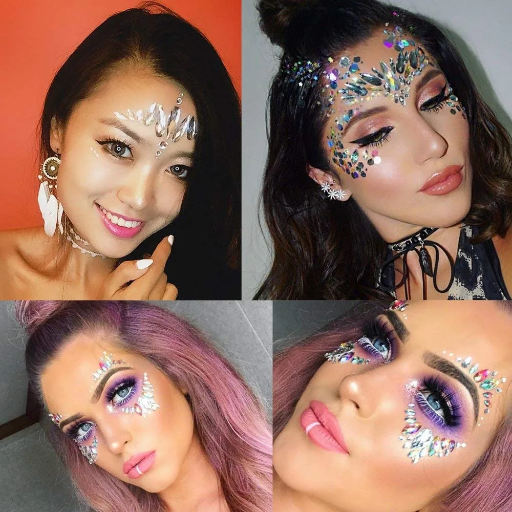 Временные тату наклейки Стразы с блестками украшения для лица драгоценности