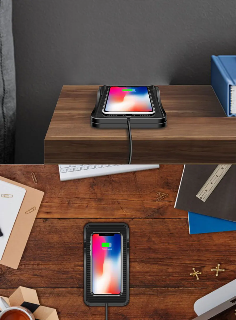 PORTEFEUILLE Qi автомобильное беспроводное зарядное устройство подставка для Iphone XS MAX XR 8 plus X samsung S8 S10 S9 Plus Note8 Chargeur Индукционная камера