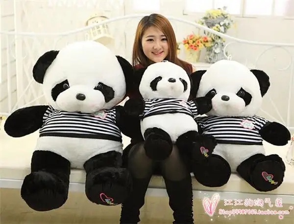 Полосатая тканевая дизайнерская большая мультяшная любовь панда плюшевая