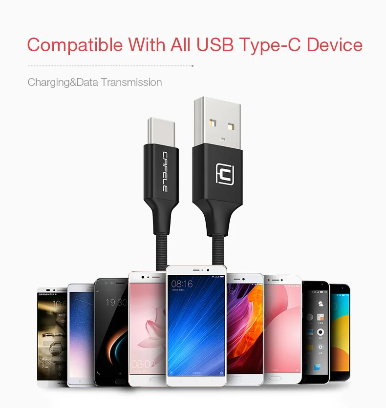 Cafele usb type-C кабель для зарядки мобильного телефона для samsung S10 S9 Plus Xiaomi Mi 9 8 huawei Oneplus USB C type-C кабели