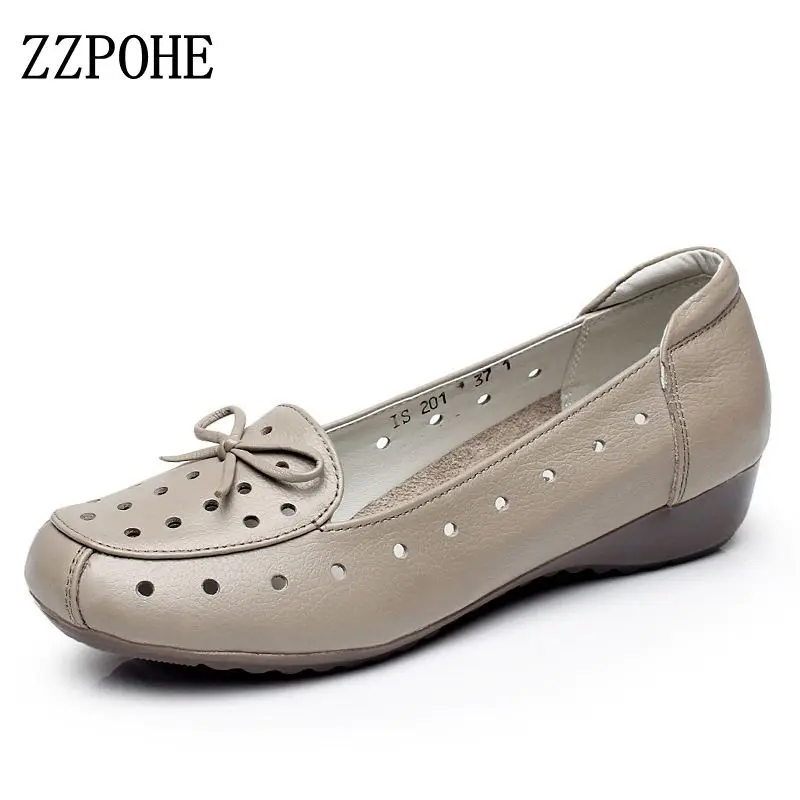 Женские босоножки из натуральной кожи ZZPOHE на плоской подошве летние удобные