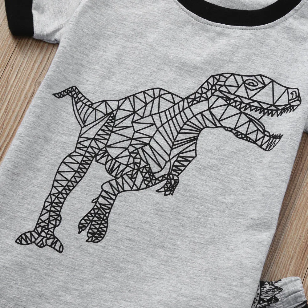 

TELOTUNY Boys Summer Clothing Set 2019 Toddler Baby Boy Cartoon Tops T-Shirt Dinosaur Shorts Pants Outfits Set Clothes#40