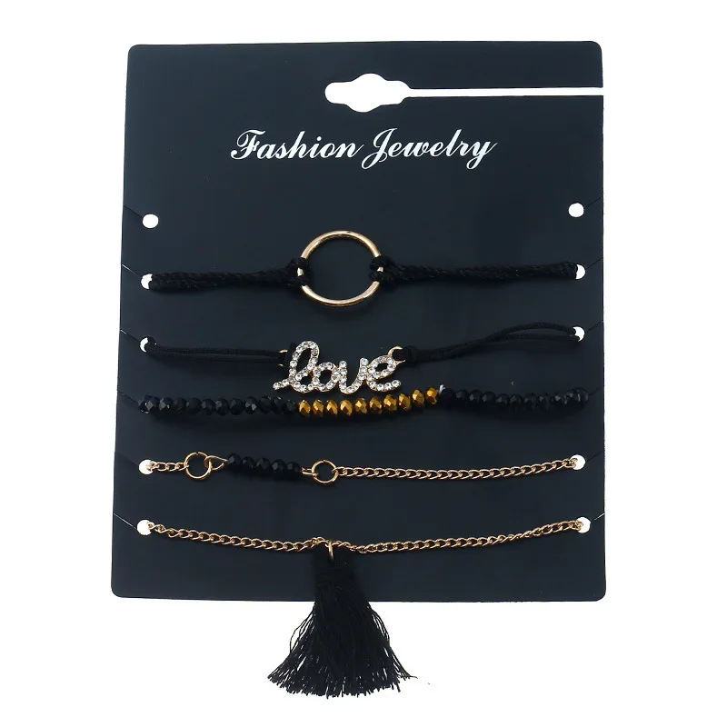 Новинка 5 шт./компл. Ретро Геометрические браслеты с бахромой для женщин браслет