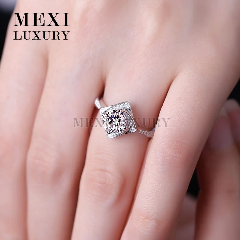 18 К белого золота Moissanites кольцо 1.0CT DEF Цвет Обручение с бриллиантами свадебные