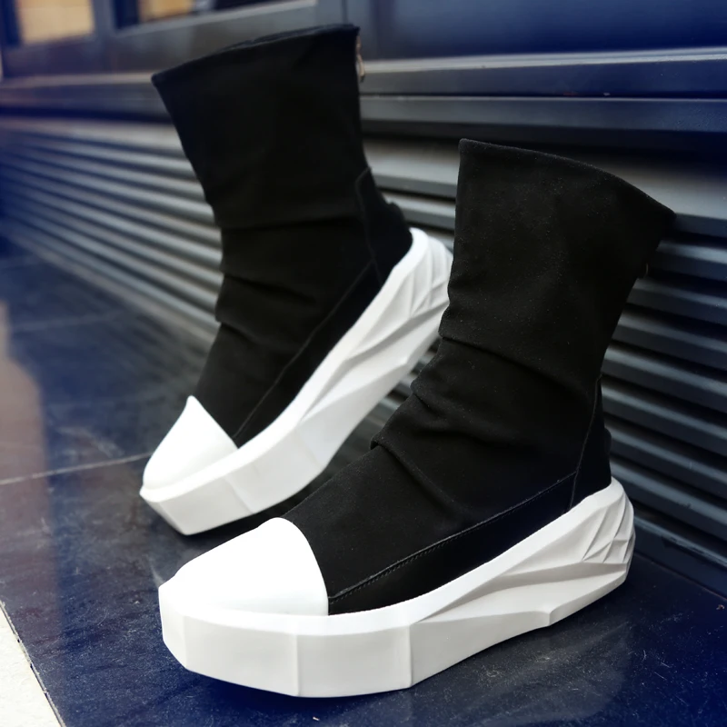 men High top Latest Version cool Mens Casual Shoes male motorcycle boots hip hop designer brand height increase owens botas | Обувь