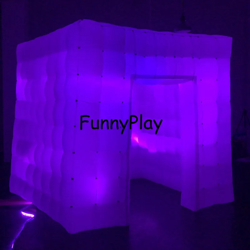 Beste LED Licht Opblaasbare Achtergrond Kiosk Cube Opblaasbare Wedding Photo Booth Tent Party Decoratie