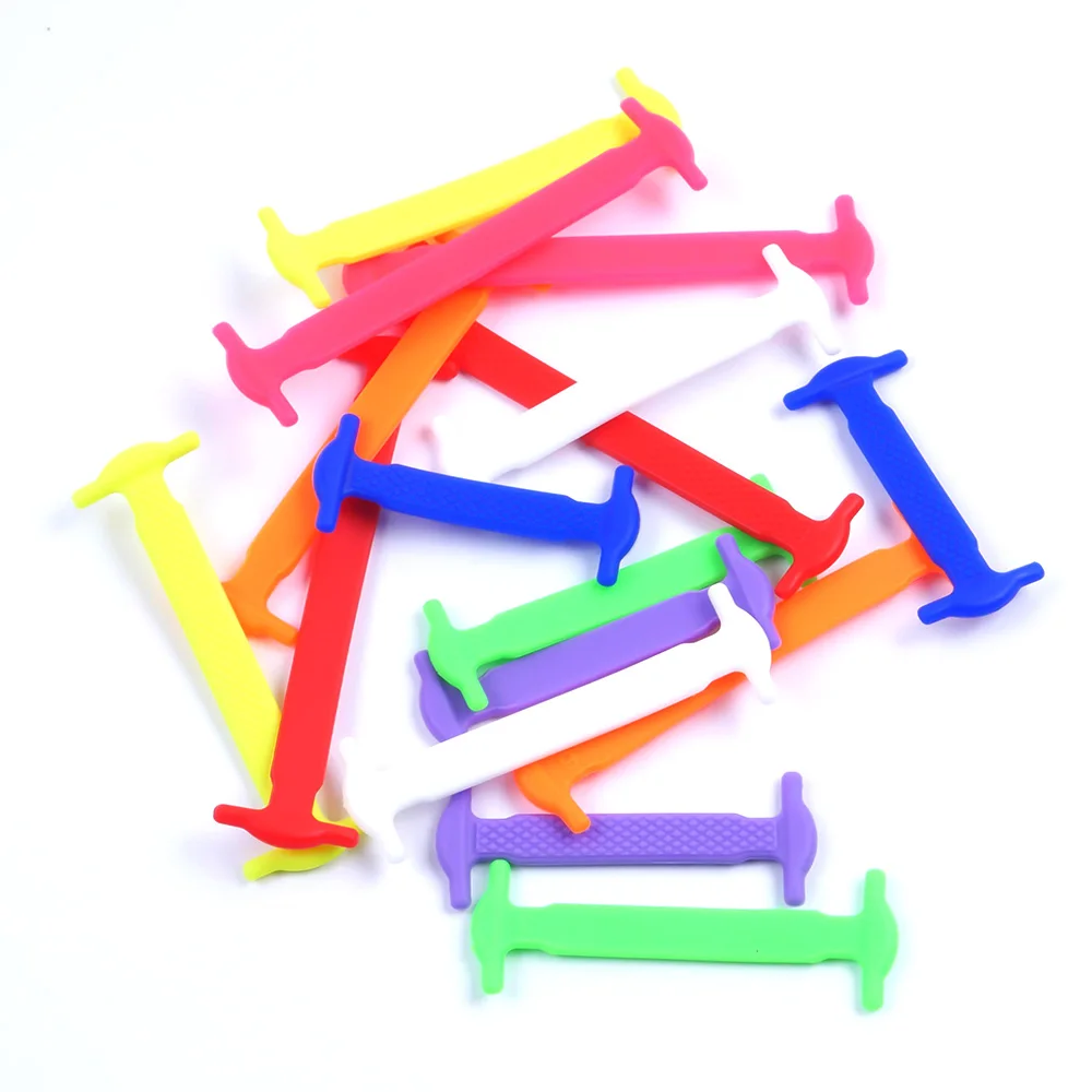

gootrades Popular 16Pcs/lot Unisex Athletic Running No Tie Shoelaces Elastic Silicone Shoe Lace Strap