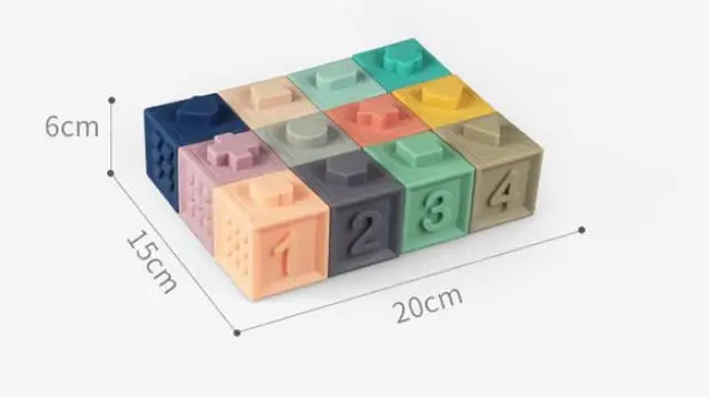 12 pcs Детские игрушки, силиконовые строительные блоки, 3D сенсорные мягкие шарики для рук, Детские массажные с резиновым покрытием, прорезыватели для зубов, Игрушки для ванны - Цвет: 12 pcs