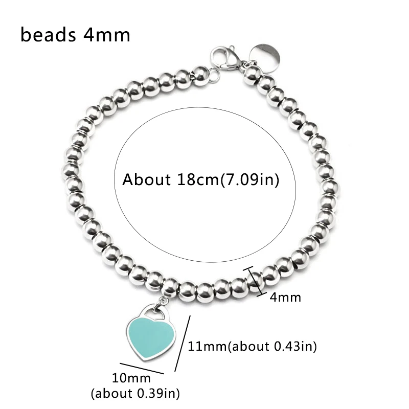 Браслет с бусинами в форме синего сердца браслет из нержавеющей стали подвеска