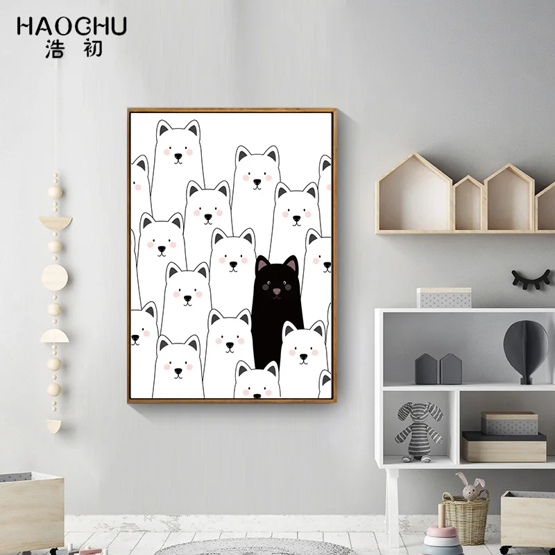 HAOCHU милый мультяшный медведь собака пингвин акварель кухня спальня настенное