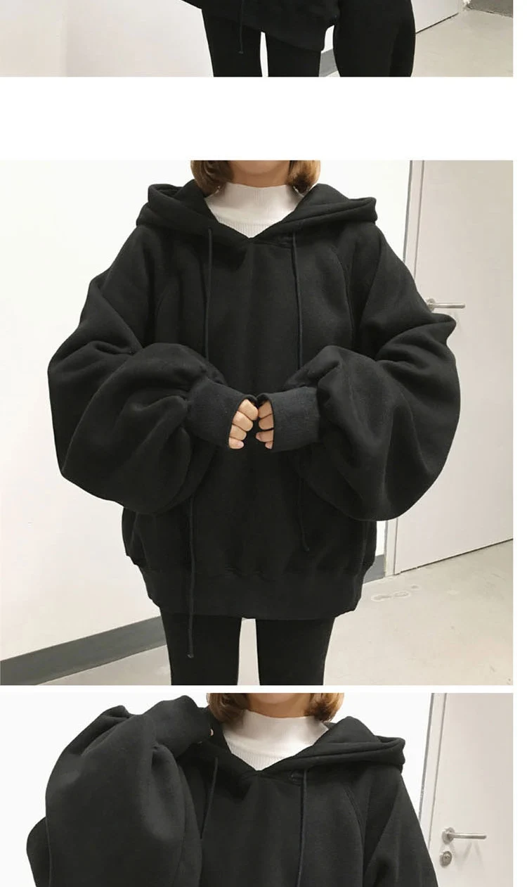 Модный пуловер с капюшоном, Женская толстовка,, корейский стиль, Ulzzang, Harajuku, однотонный бархат, с капюшоном, толстовки, женские, повседневные толстовки
