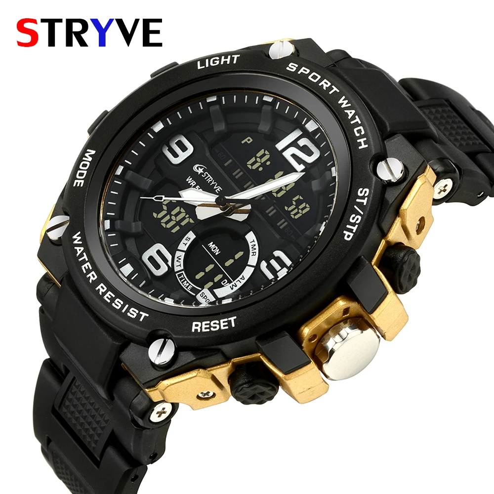 Часы наручные S8008 мужские Stryve спортивные цифровые водонепроницаемые до 5 АТМ