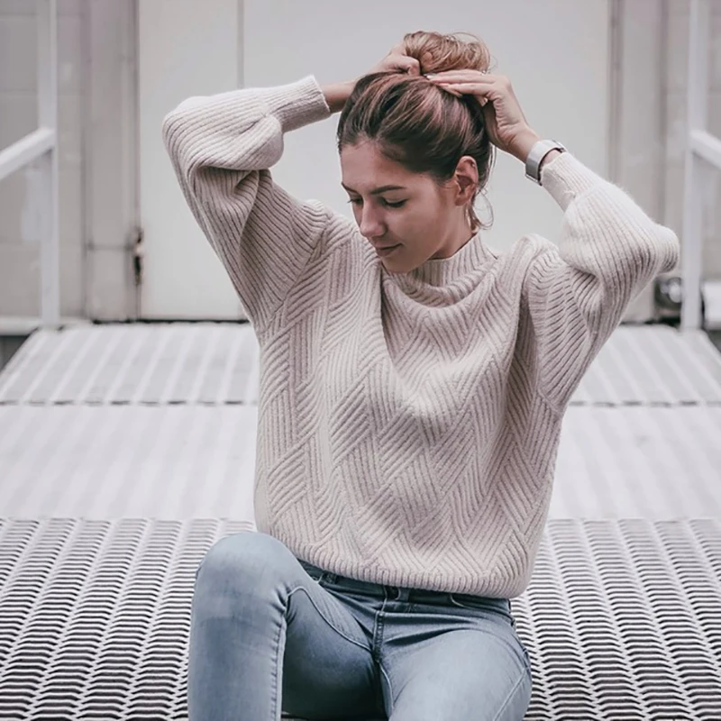 Pull Femme,, зима-осень, вязаный кашемировый свитер большого размера, женский, с рукавом-фонариком, со стразами, базовый, уплотненный, пуловеры