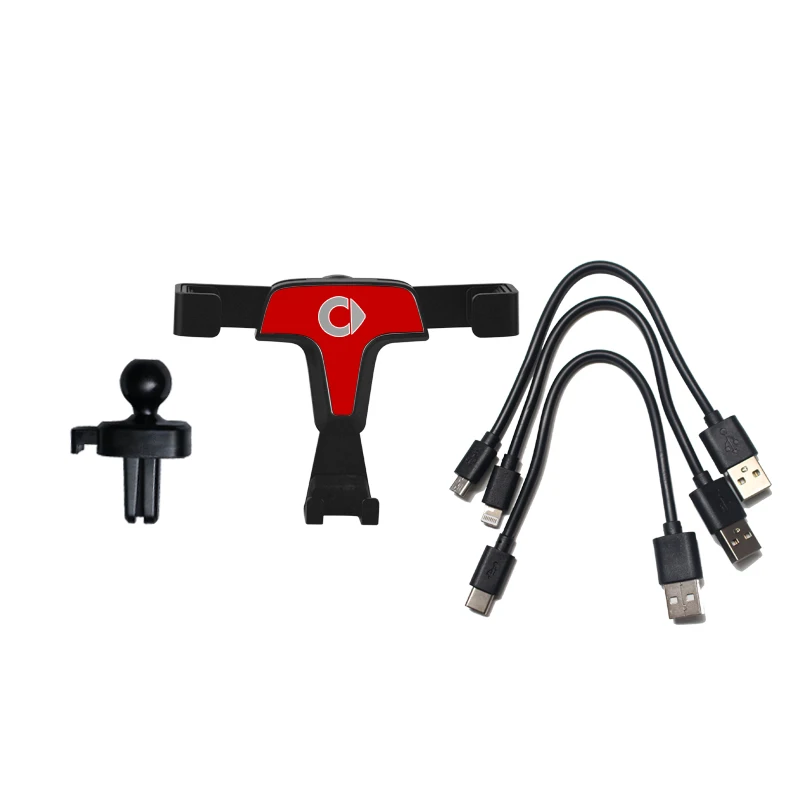 450 451 red-logo Автомобильный держатель для телефона, индукционный держатель кондиционера, держатель для мобильного телефона для smart 450 fortwo 451, аксессуары - Цвет: 450 451 red-logo