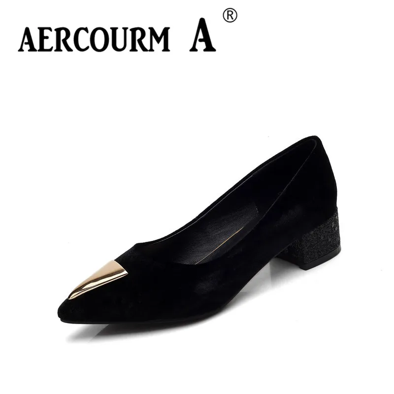 Туфли-лодочки Aercourm A женские на низком каблуке из флока туфли-лодочки с