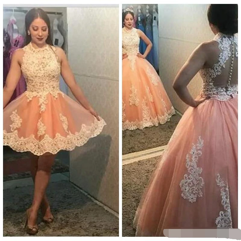 Платье из двух частей vestidos 16 сладкие Бальные платья без рукавов с кружевной аппликацией из тюля размера плюс платья для выпускного вечера