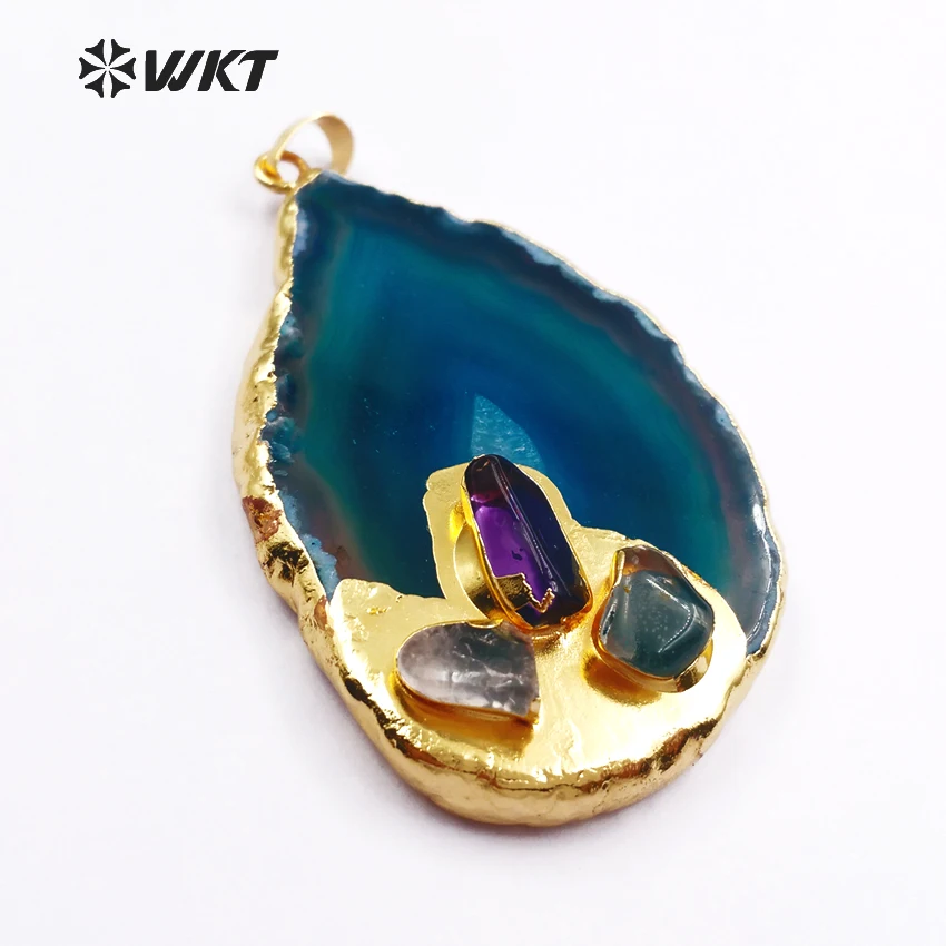 WT P372 натуральный кулон с золотым металлическим гальваническим покрытием и