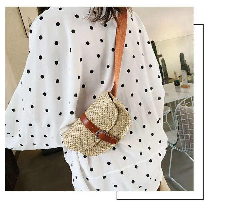 Женская соломенная сумка на ремне плетеная пляжная через плечо лето 2019 | Багаж и