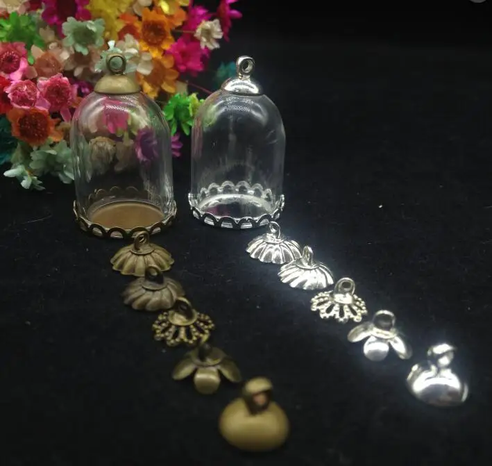 20 комплектов/лот25*18 мм трубчатый стеклянный глобус античная бронза цвет кружева