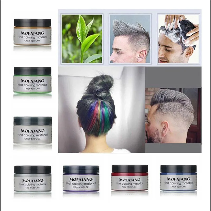 Unisex Color Hair Wax Dye One-time Molding Paste Seven Colors Available Grandma Gray Green | Красота и здоровье