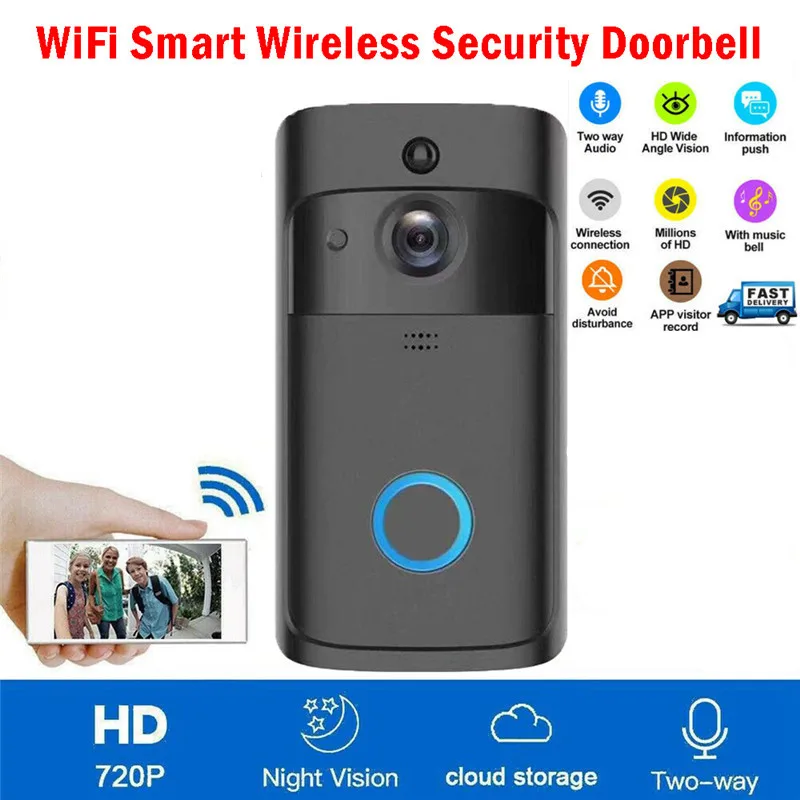 Wireless Smart Doorbell WiFi Remote Video Phone Door Bell Home Security Two-way Intercom Night Vision Support APP 4D04 | Безопасность и