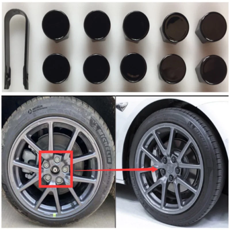 ABS+PC Material 21pcs Set Wheel Lug Nut Covers+Clip Glossy Black 2017-2019 For Tesla Model 3 | Автомобили и мотоциклы