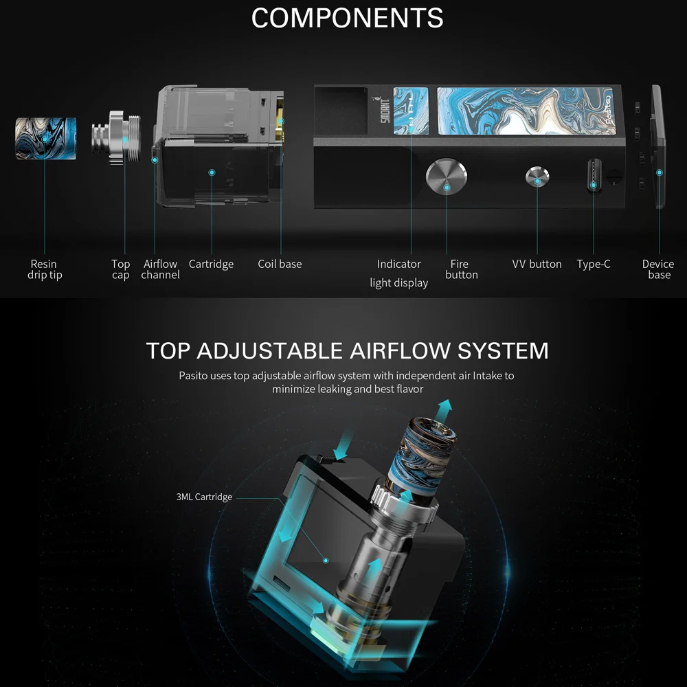 Pod vape Smoant Pasito Pod Kit 1100 мАч встроенный аккумулятор и 3 мл распылитель электронная сигарета vape Kit vs Orion DNA GO Pod Kit