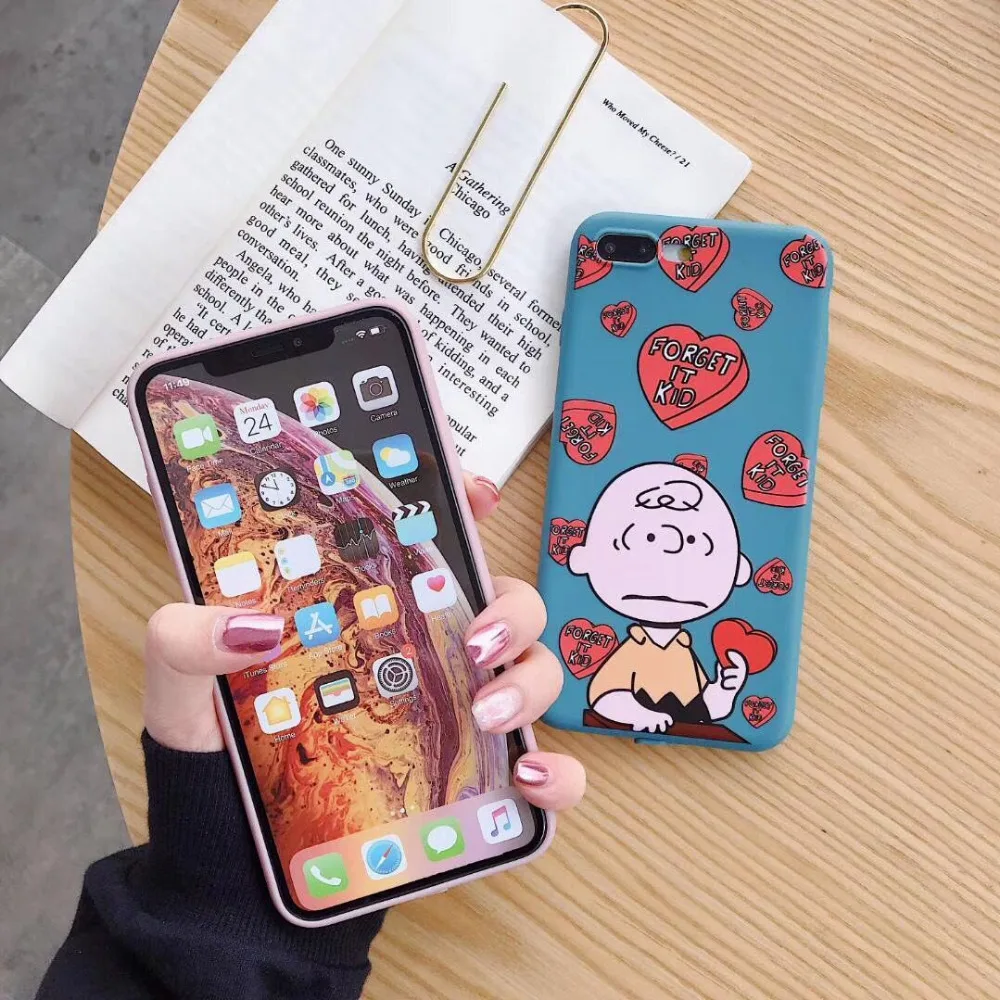 WOTP пара милая мультяшная Любовь Сердце чехлы для iPhone XS Max XR INS мягкий TPU X 6 S 7 8 Plus