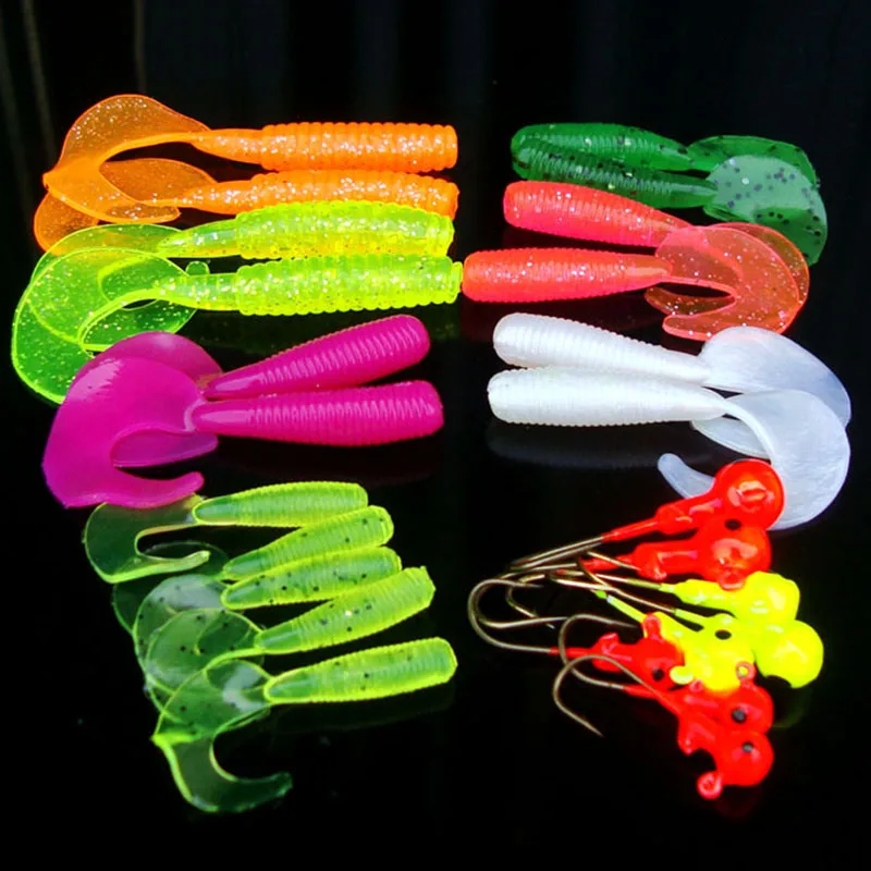 Набор мягких рыболовных приманок набор крючков с 8 свинцовыми джиг-головками для