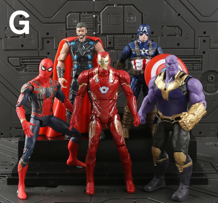 5 Piece G Hasbro Marvel, Фигурки Мстителей, 16 см, герой, кукла, Железный человек, Человек-паук, Халк, Тор, танос, декоративная модель, детская игрушка, подарок - Цвет: 5 Piece G