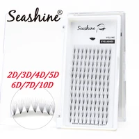 seashine 10 trays short stem premade fans lashes volume eyelash extension natural false eyelashes makeup set for beauty salon