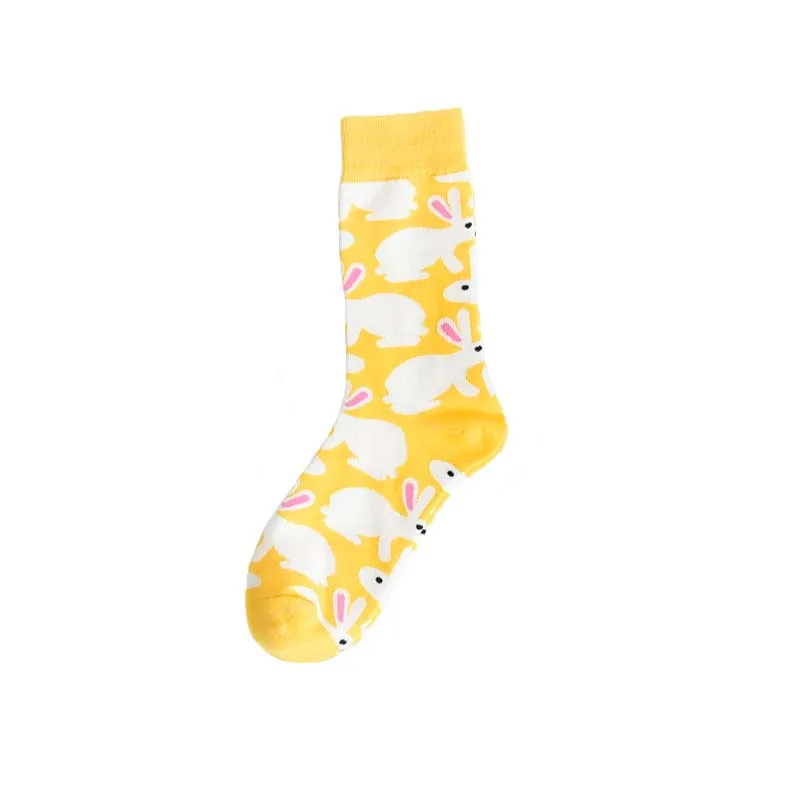 Yellow Socks COSPLACOOL Harajuku забавные носки для животных креативные японские милые Носки с рисунком мопса кролика женские теплые новые милые женские носки - Цвет: Yellow Socks