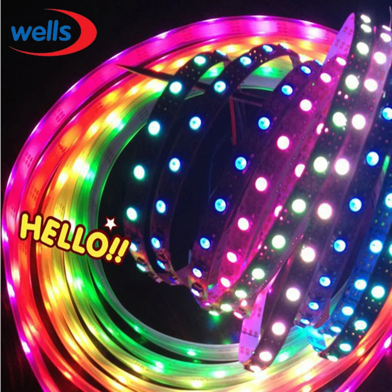 50M 10X5m 60 пикс./м индивидуально Адресуемая WS2812B WS2811 5050 RGB Светодиодная лента 5 в