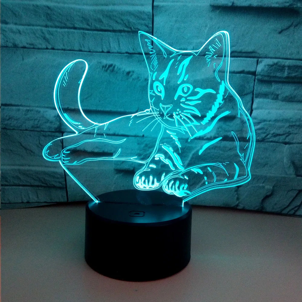 Цветной 3d светильник s кошачья иллюзия светодиодный Usb акриловый сенсорный