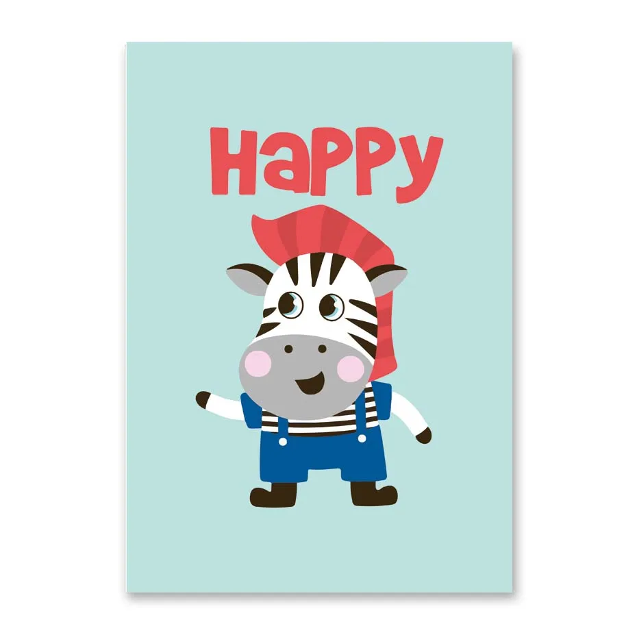 Happy Be Brave Dream большой мультяшный милый животные настенный художественный постер Картина модульная Картина Современный домашний декор для детской комнаты - Цвет: PR2345-M