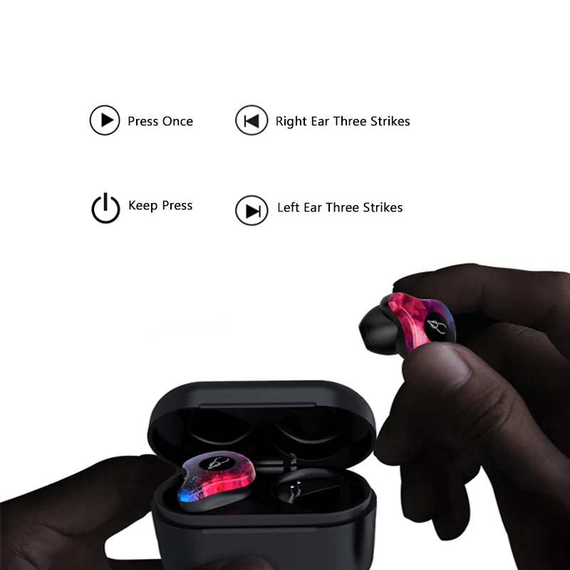 TWS беспроводные Bluetooth наушники в ухо спортивные с микрофоном для